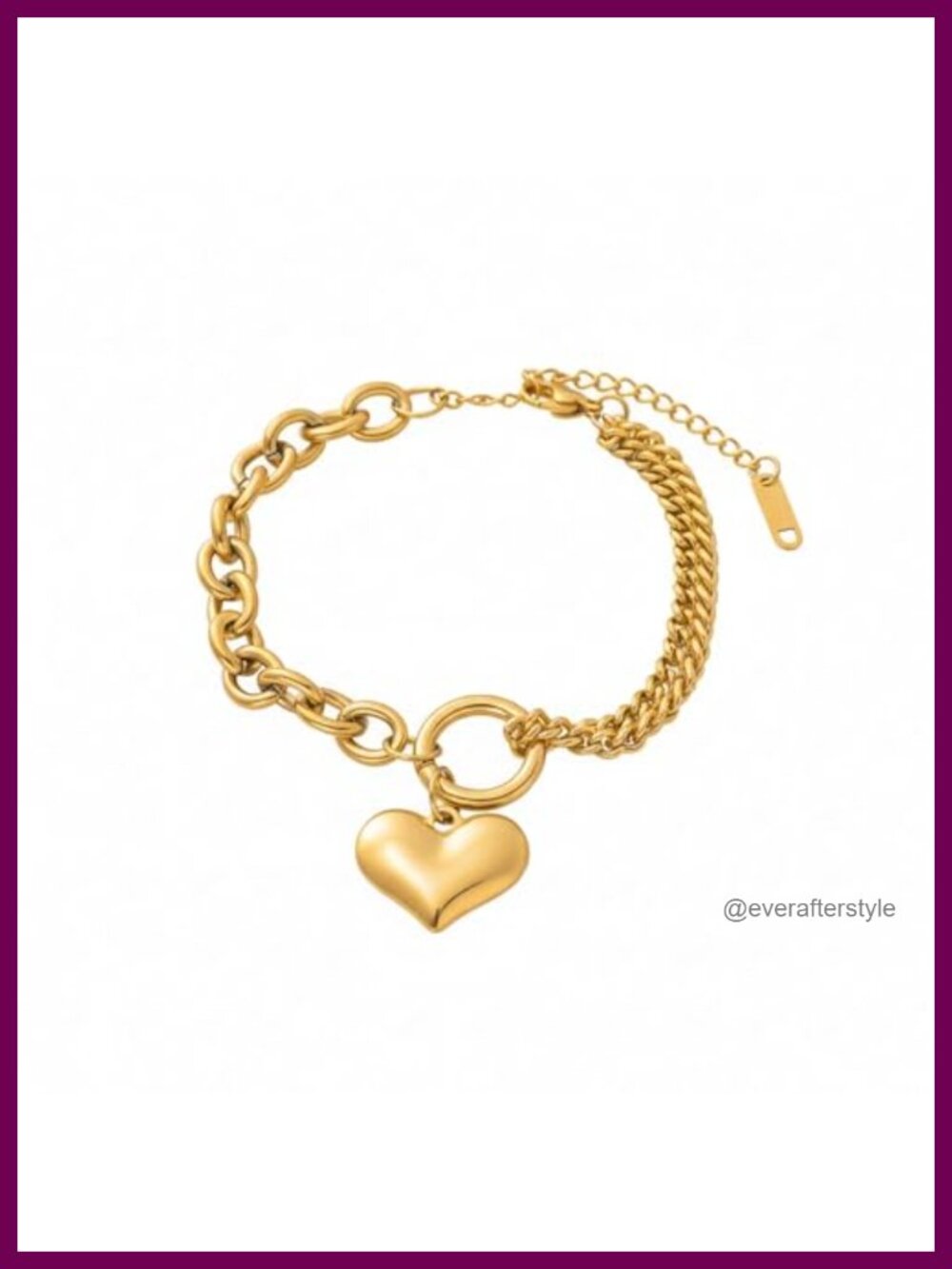 Solza Gold Plated Stainless Steel Heart Link Chain Bracelet for Women